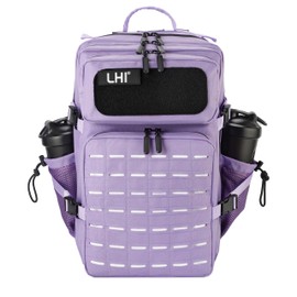 LHI Tactical Military Backpack for Men and Women 45L Large Molle Army Assault Pack 3 Day Travel Backpacks - Light Purple