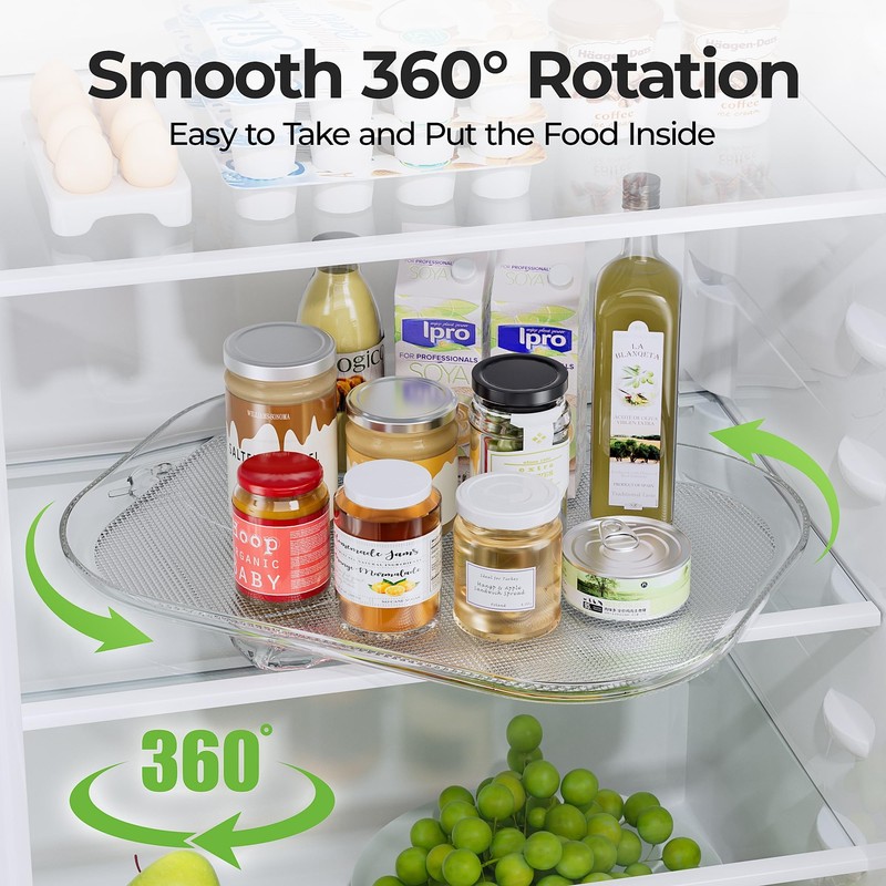 LAMU Lazy Susan Organizer Turntable 15.67''x11.7'' for Refrigerator Organizers and