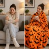 Black Bat Print Flannel Throw Blanket – Soft Lightweight Blanket