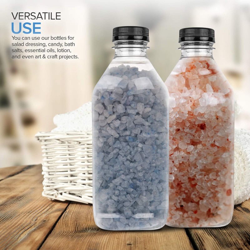 32 Oz Juice Bottles with Caps (6 Pack) - Reusable