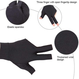 NA 2 Pcs Billiard Gloves 3 Fingers Professional Show Snooker Billiard Pool Gloves for Man Woman