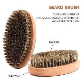 Cepillo de Cerdas de Jabalí para Cabello y Barba para Hombres - Cepillo Pequeño y Suave para Barba, Cepillo de Bigote de Madera de Bolsillo para Viaje