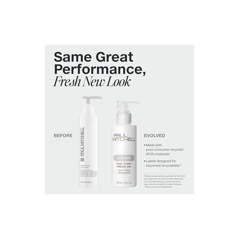 Paul Mitchell Fast Form Cream Gel para Peinar, Fijación Suave,
