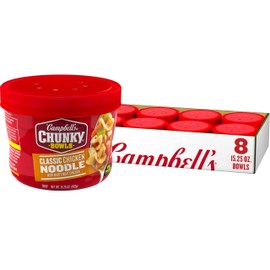 Campbell's Chunky Soup, Classic Chicken Noodle Soup, 15.25 oz Microwavable Bowl (Case of 8)