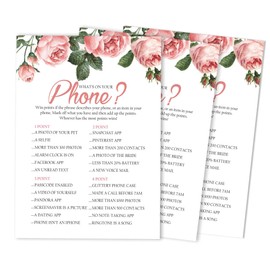 Inkdotpot Bridal ShoweráGameáWedding Shower Bachelorette Party Bulk ActivityáGameáCards 50-PackáFloraláWhats On Your Phone