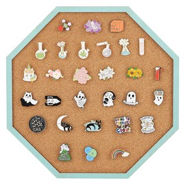 UNICRAFTALE Pin Board Octagon Cork Board Bulletin Display Board Cork Pin Board Cork Badge Display Blue Wall Mounted Cork Board for Brooch Pin Storage Office Home School Wall Decorations