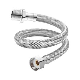 Qrity 1 x Flexible Tap Connectors, G1/2 Inch Female Thread x G1/2 Inch Male Thread, Stainless Steel Braided Hose, 20 cm
