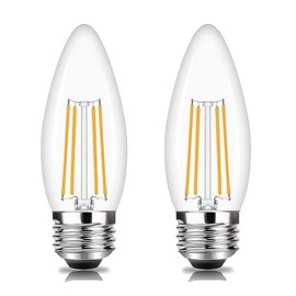 E26 Base Omnidirectional Chandelier Bulb, 4W, 40W Equivalent, Base Diameter 26mm, C35, Bulb Color, 3000K, Japanese PSE Certified, Pack of 2