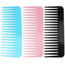 3-Pack Large Wide Tooth Combs, Handle-Free, for Easy Detangling of Wet or Dry Hair in 3 Colors - Ideal for All Hair Types