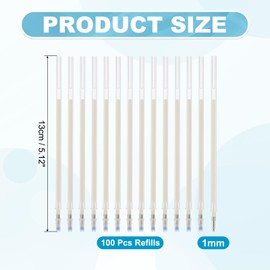 PATIKIL 100 Pcs Erasable Gel Pens Refills, 1mm Heat Erasable Pens Refills for Fabric Disappearing Ink Fabric Marking Pen for Sewing Quilting Writing, Beige Ink