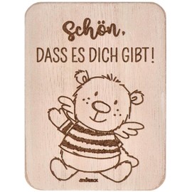 Spruchreif x Steinbeck | Deko-Tafel S Schön, dass es dich gibt | Holz-Tafel mit Gravur | Mini-Deko aus Holz | Geschenk für Freunde & Familie | Made in Germany