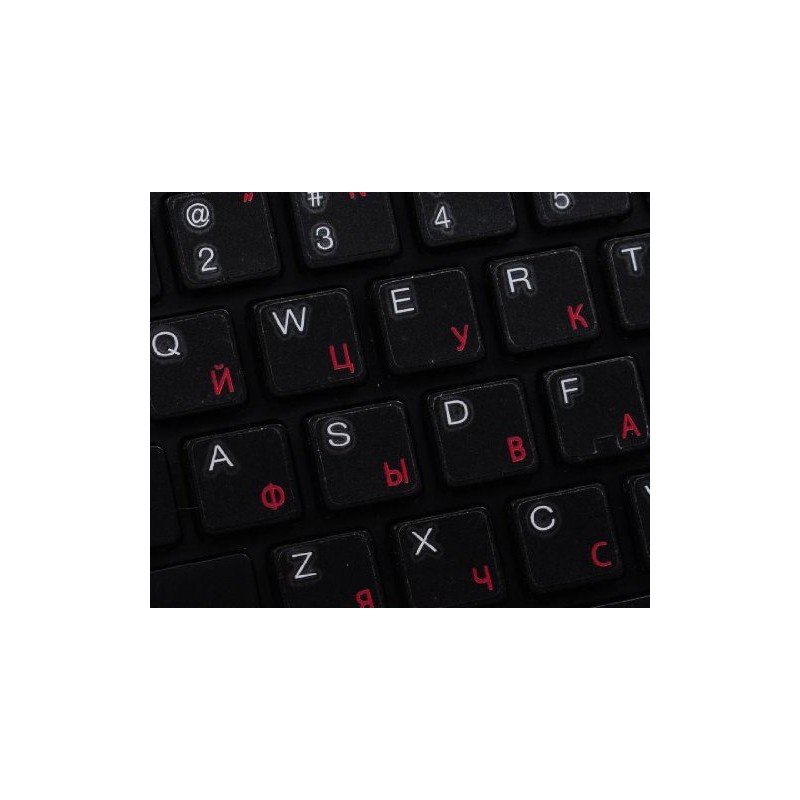 Russian Cyrillic Sticker for Keyboard with RED Lettering ON Transparent