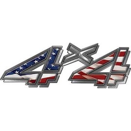 Weston Ink Reflective 4x4 Chevy GMC Truck Style Bedside Sticker Set/Decal Kit with American Flag