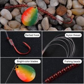 FUSIGO Walleye Rig Spinner Rig Kit Crawler Harness Spinner Rig with Colorado Spinner Blades Octopus Hooks Mono Line Fishing Lure Making Walleye Rigs (C-6pcs)