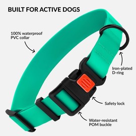 CollarDirect Adjustable Dog Collar Colorful Waterproof Pet Collars for Small Medium Large Dogs Puppy Pink Black Blue Mint Green Orange (Neck Fit 18"-26", Mint Green)