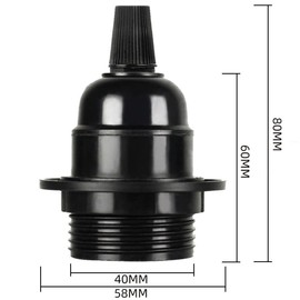 Kjzeex E27 Socket, 2 Pieces Lamp Holder, Black, for Table Lamp, Floor Lamp or Ceiling Light, Retro Lighting