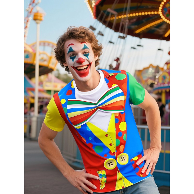 Funny World Men's Clown Costume T-Shirts, Medium, Multicoloured