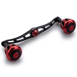 HEIGHTEN 5.1/4.7 inches (130/120 mm) Reel Handle with 1.3 inch (32 mm) Knob for Shimano Daiwa Abu Garcia Universal Bait Reel Wheel Series (Black & Red) (526)