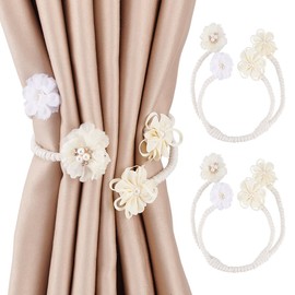 HOBBIESAY Rope Curtain Tiebacks Boho Flower Curtain Holdbacks Flower Rope Curtain Tiebacks Curtain Clips Curtain Ties Curtain Decorative Rope Gold for Home Bedroom Window Treatment Decoration