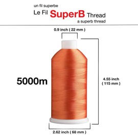 Super B Polyester Embroidery Thread, 40wt Large Spool 5000m, Embroidery Thread for Commercial & Domestic Machine, 175 Popular Colors Machine Embroidery Thread, 100% Polyester Thread- Burnt Orange 3001