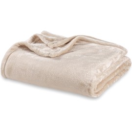Berkshire Blanket Classic VelvetLoft® Solid Bed Blanket King Size, Lightweight Soft Fuzzy Plush Blanket for Bed and Couch, Grain, 90x108 Inches