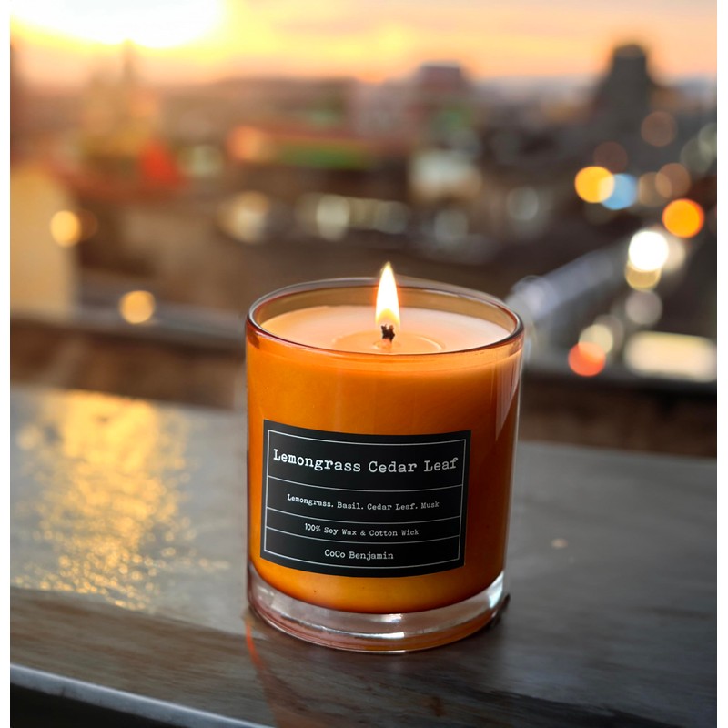 100% Soy, Highly Scented, Hand Poured Soy Candle (Lemongrass Cedar