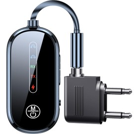 Bluetooth 5.4 Transmitter, Connects 2 Devices Simultaneously, Bluetooth Receiver, 13 Hours of Continuous Operation, Transmitter & Receiver, 2-in-1, Earphone Jack, Compatible with 0.1 inch (3.5 mm),