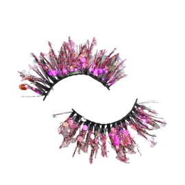 AIXXCUVQ 2x Reusable And Washable Dramatic Christmas Eyelashes Professional Easy Application Eyelashes With Glitter Plastic, Q-41