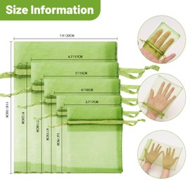 G2PLUS Sage Green Organza Bags, 10 x 15 cm Gift Organza Bag, Pack of 50 Organza Bags with Drawstring for Wedding Candy Bags, Jewellery Bags, Gift Bags