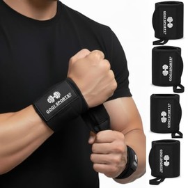 Paquete de 4 Muñequeras Deportivas GOGI SPORTS para Gym y Levantamiento de Pesas – Con Presilla para Pulgar, Correas de Compresión Ajustable, Par Unis