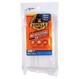 Gorilla Hot Glue Sticks, Mini Size, 4" Long x .27" Diameter, 30 Count, Clear, (Pack of 1)