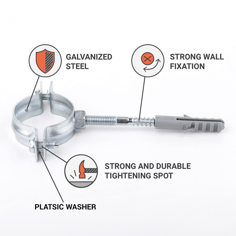 SKIR'CO Pack of 4 pipe brackets for diameter 40-45 mm