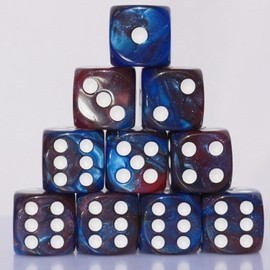 10 PC D6 dice 16mm Acrylic Dice Set for RPG MTG DND Dice Table Games and Board Games (Coffee + Blue)