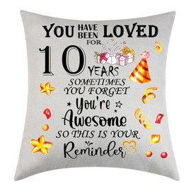 Didsbfsd Gifts for 10th Birthday Cushion Cover Birthday Decorations Gifts for Son Daughter Aged 10 Decoration Cushion Cover Gift Inspirational Birthday Gift