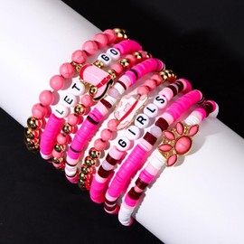 BVGA Western Cowgirl Turquoise Beaded Stretch Bracelets Preppy Heishi Bracelets Set  Aztec Turquoise Bull Head Cow Cactus Flower Charm Bohemian Stackable Bracelets Y2K Summer Beach Layering Bracelets