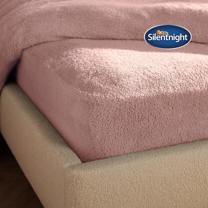 Silentnight Teddy Fleece Fitted Sheet Single - Blush Teddy Bear