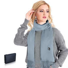CLOVDREM Heated Scarf for Women,Men Rechargeable Heating Scarf for Neck with Battery, Intelligent Winter(Blue-Gray)