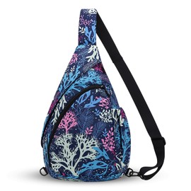 HUA ANGEL Chest Bag Crossbody Bag Women's Stylish Wide Strap Lightweight Backpack Women's Waterproof Small Shoulder Bag for Boys Girls Outdoor Travel Sporty Work Running, Branched