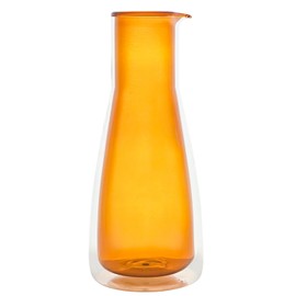 Cloudnola Double Wall Insulated Carafe, Amber Orange, 34oz For Both Hot and Cold Beverages, Handblown Borosilicate Glass Pitcher