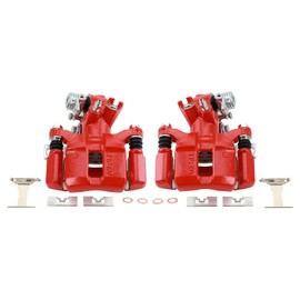 TRQ Rear Performance Brake Caliper Set Red Compatible with 1994-2001 Acura Integra 1992-2000 Honda Civic 1993-1997 Civic del Sol