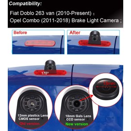 HD IP68 Auto Caravan Brake Light Roof Rear View Reversing Camera with Angle Adjustable Compatible with FIAT Doblo 263 Van/Opel Combo/doblo 2 Cargo Kasten/Kombi 263 (Reversing Camera)