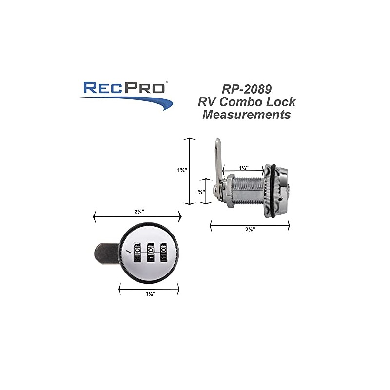 RecPro RV Combination Cam Lock | 3-Digit 3/4" Cylinder Lock