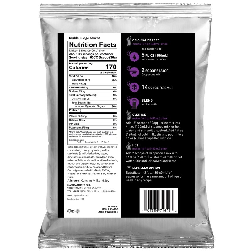 Cappuccine Double Fudge Mocha Frappe Mix, 3 Pound (Pack of