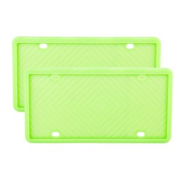 AUCELI Silicone License Plate Frame, 2 Pack Car Front Back License Plate Covers, Universal US Specification Plate Frames Holder, Rust-Proof and Weather-Proof, Auto Accessories（Fluorescence Green）