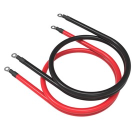 SHIERLENG 2 AWG 2 Gauge Battery Cables Red + Black Pure Copper 1.5 Feet Power Inverter Wire Set for Solar, RV, Car, Boat, Automotive, Marine, Motorcycle with 3/8 in Lugs