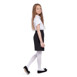 Hi!MOM Girls Skirt - Elegant School Cotton Skirt For Girls, Elastic Mid Waist School Uniform Skirt Knee Lenght, Summer Formal Casual Dress Stretchy Plain School Skirts in Multiple Colours Ages 5-11