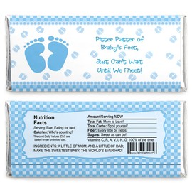 Baby Feet Blue - Candy Bar Wrappers Baby Shower Favors - Set of 24