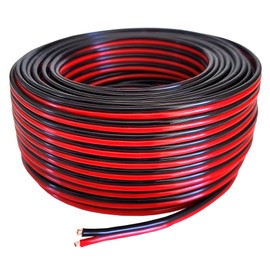 Pure Copper 14 AWG (American Wire Gauge) Stranded OFC Flexible Red Black 2 Conductor Bonded Zip Cord Automotive Power Speaker Cable for Car Audio Amplifier LED Trailer Light Harness Wiring (100 Feet)