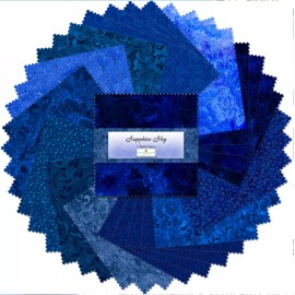 Wilmington Prints 5" Squares Charm Pack Fabric - Sapphire Blue 5 Karat Essential Gems Wilmingto