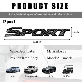 DXNQ 2 PCS 3D Sport Sticker for Car, Automotive Sport Edition Emblem Decals with Strong Adhesive, Universal Sport Badge Stickers for Bumper Tailgate Side Fender, Car Accessories (Carbon Fiber)